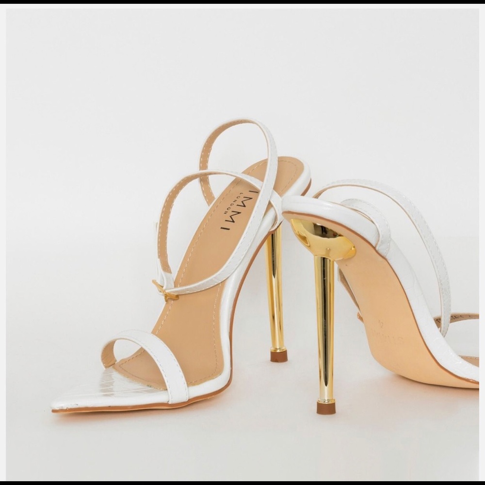 SIMMI LONDON white croc heels